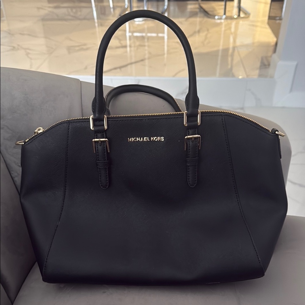 Michael Kors Black Satchel Structured Leather